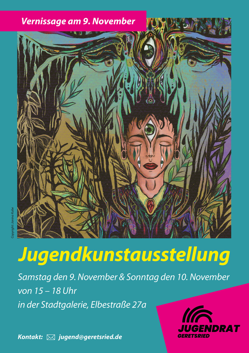 Plakat mit Infos zur Jugendkunstausstellung | © Stadt Geretsried